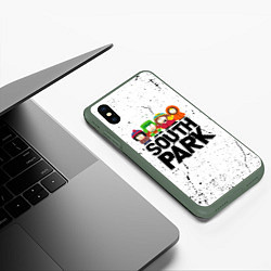 Чехол iPhone XS Max матовый Южный парк мультфильм - персонажи South Park, цвет: 3D-темно-зеленый — фото 2