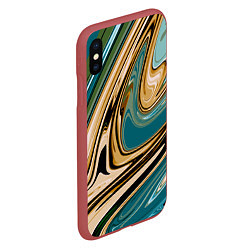 Чехол iPhone XS Max матовый Маскировочный мраморный принт, цвет: 3D-красный — фото 2