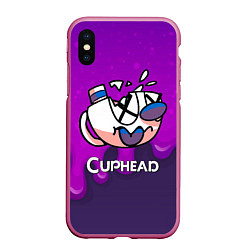 Чехол iPhone XS Max матовый Cuphead Разбитая чашечка, цвет: 3D-малиновый