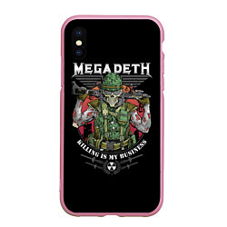 Чехол iPhone XS Max матовый MEGADETH killing is my business, цвет: 3D-розовый