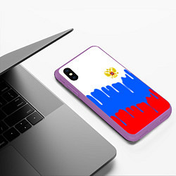 Чехол iPhone XS Max матовый Флаг герб russia, цвет: 3D-фиолетовый — фото 2