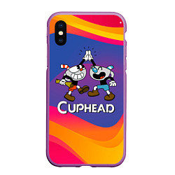 Чехол iPhone XS Max матовый Веселые чашечки - Cuphead, цвет: 3D-фиолетовый