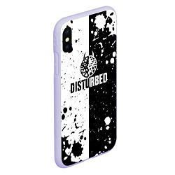 Чехол iPhone XS Max матовый Disturbed черное белое, цвет: 3D-светло-сиреневый — фото 2