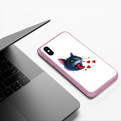 Чехол iPhone XS Max матовый Cat love meow, цвет: 3D-розовый — фото 2