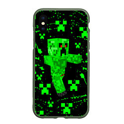 Чехол iPhone XS Max матовый MINECRAFT - CREEPER МАЙНКРАФТ, цвет: 3D-темно-зеленый