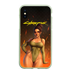 Чехол iPhone XS Max матовый Панам Cyberpunk 2077, цвет: 3D-салатовый