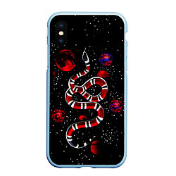 Чехол iPhone XS Max матовый Змея в Красном Космосе Space Snake, цвет: 3D-голубой