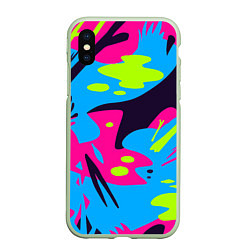 Чехол iPhone XS Max матовый Color abstract pattern Summer, цвет: 3D-салатовый