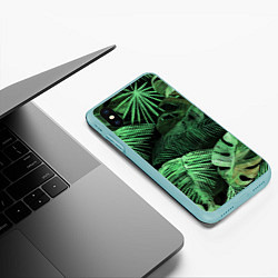 Чехол iPhone XS Max матовый Цветы Тропические, цвет: 3D-мятный — фото 2