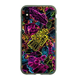 Чехол iPhone XS Max матовый Cyber space pattern Fashion 3022, цвет: 3D-темно-зеленый