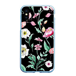 Чехол iPhone XS Max матовый Цветы Нарисованные от Руки