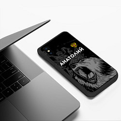 Чехол iPhone XS Max матовый Анатолий Россия Медведь, цвет: 3D-черный — фото 2
