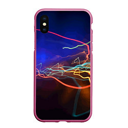 Чехол iPhone XS Max матовый Neon vanguard pattern Lightning Fashion 2023, цвет: 3D-малиновый