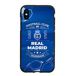 Чехол iPhone XS Max матовый Real Madrid FC 1, цвет: 3D-черный