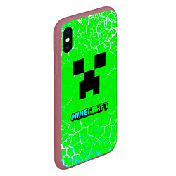 Чехол iPhone XS Max матовый Minecraft зеленый фон, цвет: 3D-малиновый — фото 2