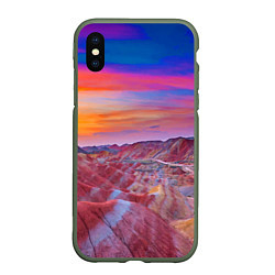 Чехол iPhone XS Max матовый Краски природы Горы Neon Китай, цвет: 3D-темно-зеленый