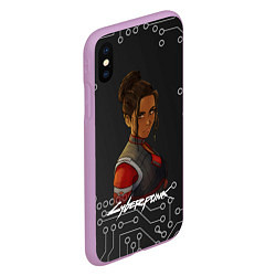 Чехол iPhone XS Max матовый Панам арт Cyberpunk 2077, цвет: 3D-сиреневый — фото 2
