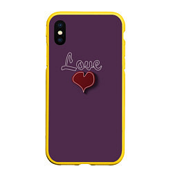 Чехол iPhone XS Max матовый Heart and Love, цвет: 3D-желтый