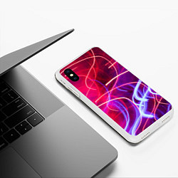 Чехол iPhone XS Max матовый Неоновые огни Абстракция, цвет: 3D-белый — фото 2