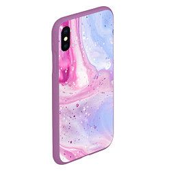 Чехол iPhone XS Max матовый Абстрактные краски голубой, розовый, цвет: 3D-фиолетовый — фото 2