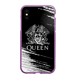 Чехол iPhone XS Max матовый Queen герб квин, цвет: 3D-фиолетовый