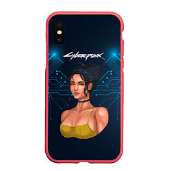 Чехол iPhone XS Max матовый Panam Панам рисунок Cyberpunk2077, цвет: 3D-красный