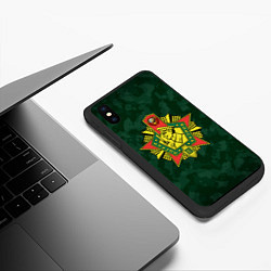 Чехол iPhone XS Max матовый КАМУФЛЯЖ ПОГРАНВОЙСКА ЗЕЛЕНЫЙ, цвет: 3D-черный — фото 2