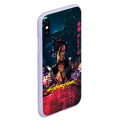 Чехол iPhone XS Max матовый Панам Cyberpunk2077, цвет: 3D-светло-сиреневый — фото 2