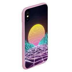 Чехол iPhone XS Max матовый Vaporwave Закат солнца в горах Neon, цвет: 3D-розовый — фото 2