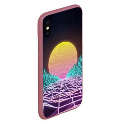 Чехол iPhone XS Max матовый Vaporwave Закат солнца в горах Neon, цвет: 3D-малиновый — фото 2