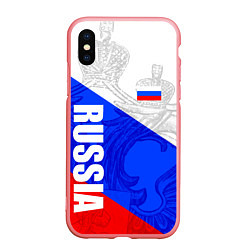 Чехол iPhone XS Max матовый RUSSIA - SPORTWEAR - ТРИКОЛОР