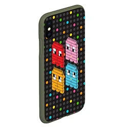Чехол iPhone XS Max матовый Pac-man пиксели, цвет: 3D-темно-зеленый — фото 2