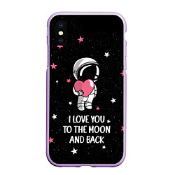 Чехол iPhone XS Max матовый I LOVE YOU TO THE MOON AND BACK КОСМОС, цвет: 3D-сиреневый