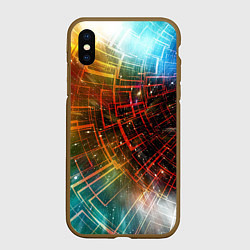 Чехол iPhone XS Max матовый Portal - Neon Space - туннель из энергетических па