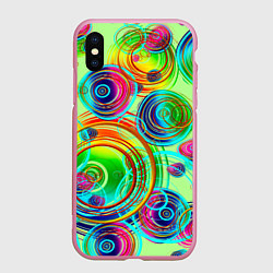 Чехол iPhone XS Max матовый ЦВЕТНЫЕ ПУЗЫРИ, цвет: 3D-розовый