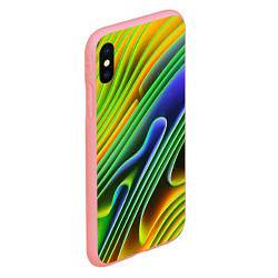 Чехол iPhone XS Max матовый Цветные неоновые полосы Абстракция Color neon patt, цвет: 3D-баблгам — фото 2