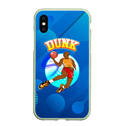 Чехол iPhone XS Max матовый Dunk баскетболист, цвет: 3D-салатовый