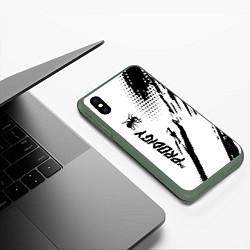 Чехол iPhone XS Max матовый The prodigy - логотип, цвет: 3D-темно-зеленый — фото 2