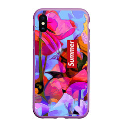 Чехол iPhone XS Max матовый Красочный летний цветочный паттерн Summer color pa, цвет: 3D-фиолетовый