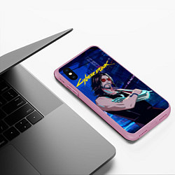 Чехол iPhone XS Max матовый Johnny Cyberpunk2077, цвет: 3D-розовый — фото 2