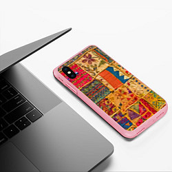 Чехол iPhone XS Max матовый Пэчворк Лоскутное одеяло Patchwork Quilt, цвет: 3D-баблгам — фото 2