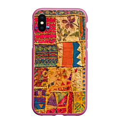 Чехол iPhone XS Max матовый Пэчворк Лоскутное одеяло Patchwork Quilt, цвет: 3D-малиновый