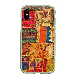 Чехол iPhone XS Max матовый Пэчворк Лоскутное одеяло Patchwork Quilt, цвет: 3D-салатовый