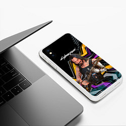 Чехол iPhone XS Max матовый Johnny гитарист cyberpunk2077, цвет: 3D-белый — фото 2