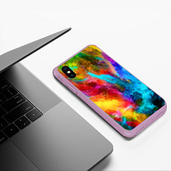Чехол iPhone XS Max матовый Цветные всплески Экспрессионизм Абстракция Color S, цвет: 3D-сиреневый — фото 2