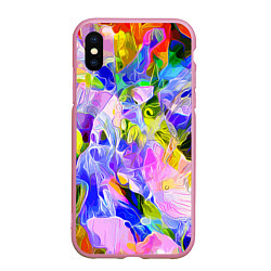 Чехол iPhone XS Max матовый Красочный цветочный узор Весна - Лето 2023 Colorfu, цвет: 3D-розовый
