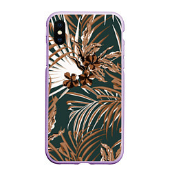 Чехол iPhone XS Max матовый Цветы Приглушённые Тропики, цвет: 3D-сиреневый