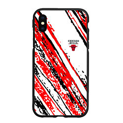 Чехол iPhone XS Max матовый CHICAGO BULLS ЧИКАГО БУЛЛС, цвет: 3D-черный