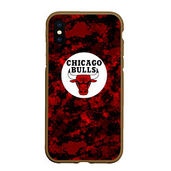 Чехол iPhone XS Max матовый CHICAGO BULLS ЧИКАГО БУЛЛС NBA, цвет: 3D-коричневый