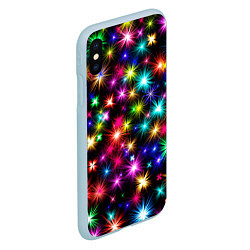 Чехол iPhone XS Max матовый ЦВЕТНЫЕ ЗВЕЗДЫ COLORED STARS, цвет: 3D-голубой — фото 2